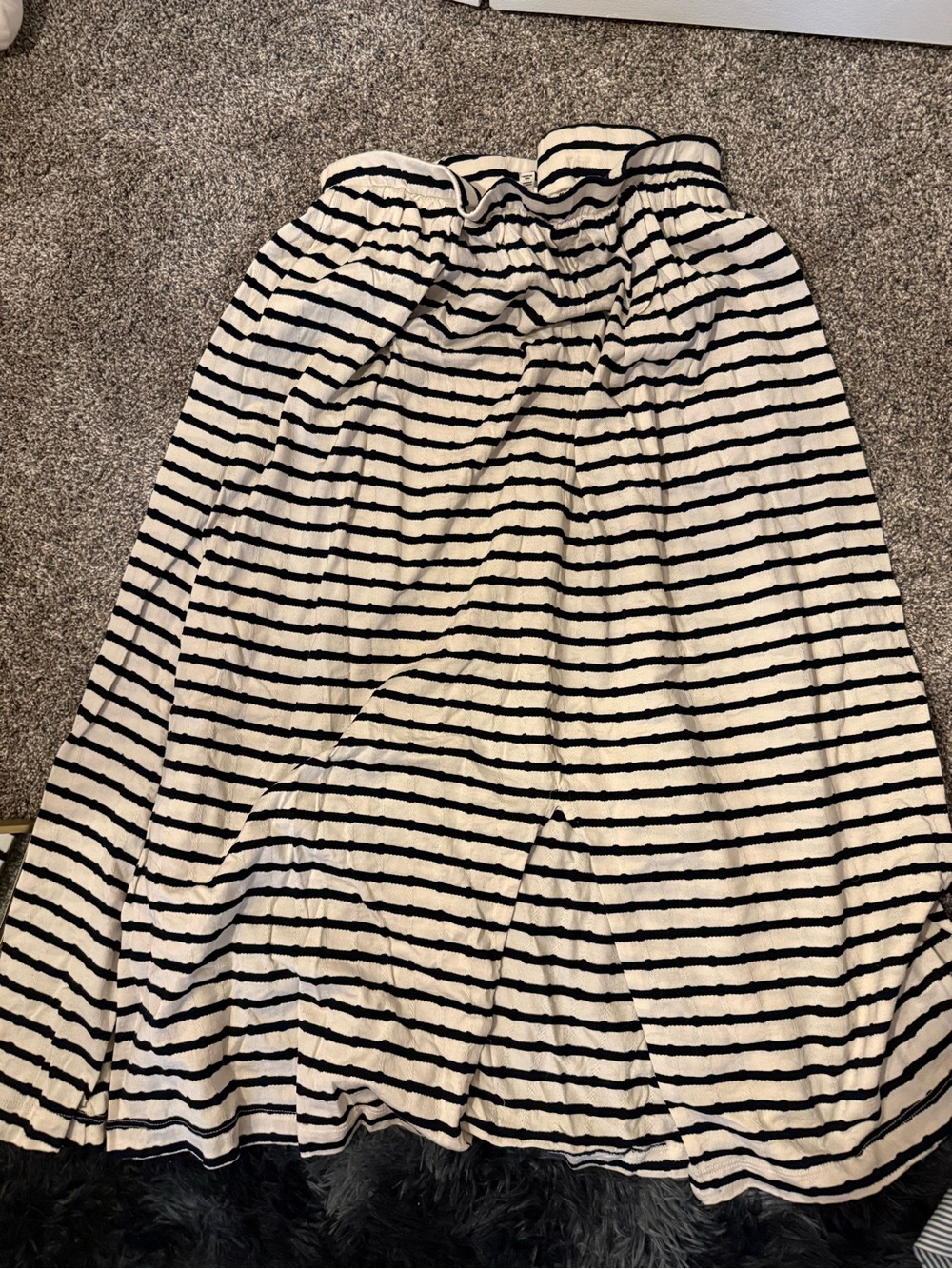 Nation LTD Black and White Striped A-Line Maxi Skirt